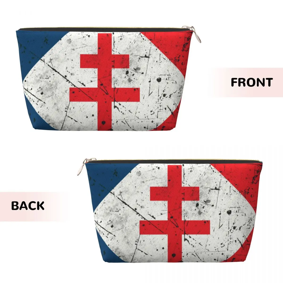 Custom Lorraine Cross Vintage Flag Cosmetic Bag Women Big Capacity Free France French Makeup Case Beauty Storage Toiletry Bags