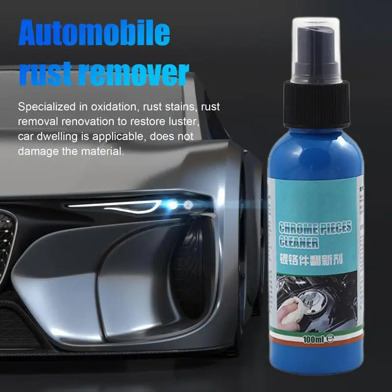 Car Chrome Rust Remover 100ml Car Chrome Plate Retreading Agent Chrome Restorer For Car Truck SUV RV Motorcycle Brighten And