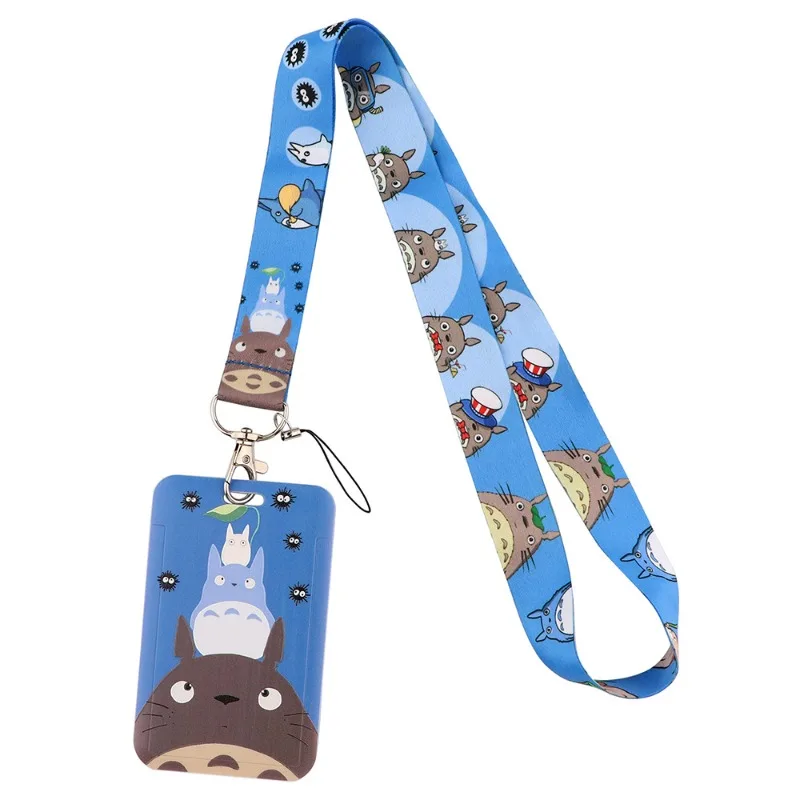 My Neighbor Totoro ID Card Holder with Neck Lanyard Portable Badge Protector Pouch for Student Office Daily Card Storage