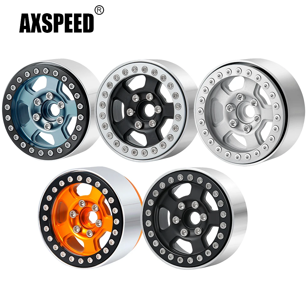 AXSPEED 4 ชิ้นอลูมิเนียม Beadlock 1.9 นิ้วล้อฮับสําหรับ Axial SCX10 D90 TRX-4 1/10 RC Crawler รถรถบรรทุกอะไหล่อัพเกรด