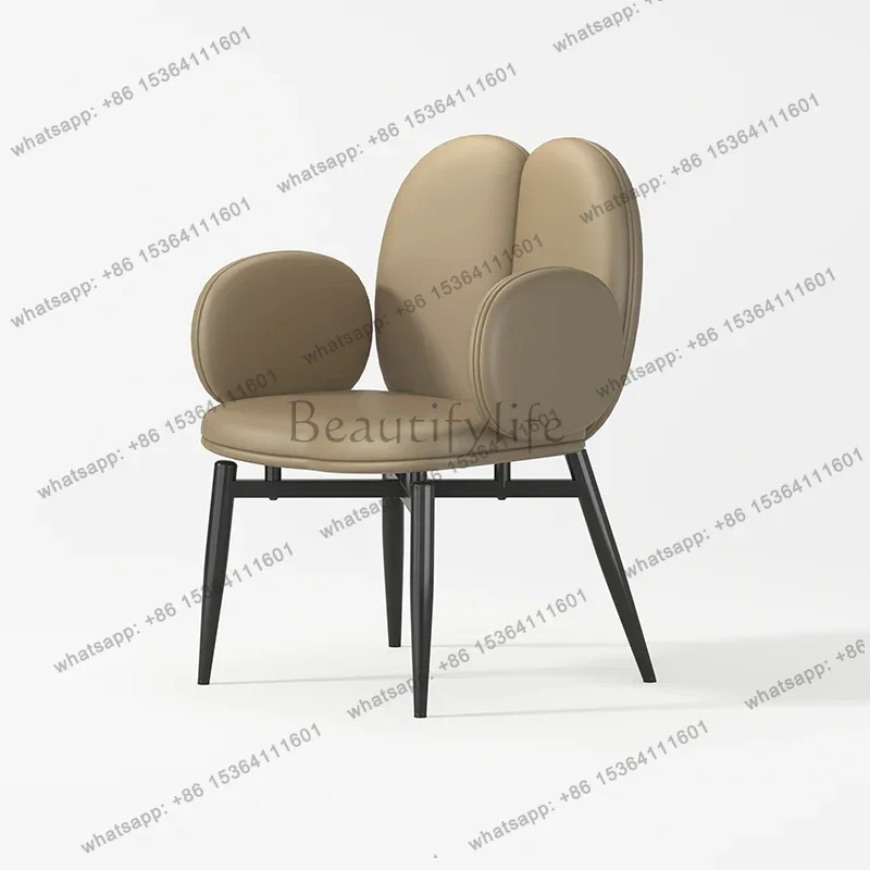 Italian light luxury creative designer dining chair household ecological leather high-end villa dining chair