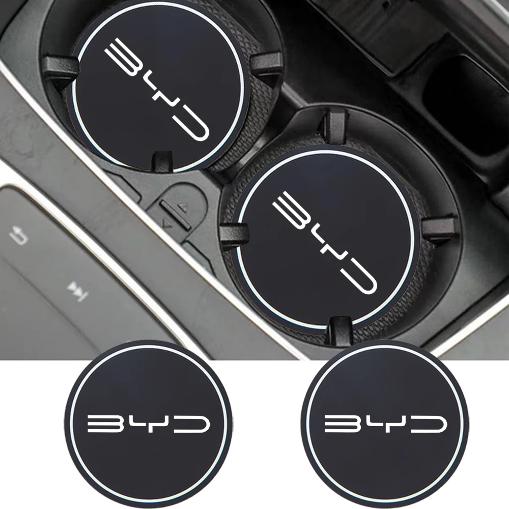 2PCS Car Cup Holder Mat Leather Water Coaster Decoration For BYD Tang F3 E6 Atto Yuan Plus Song F0 G3 I3 Ea1 G6 Pro