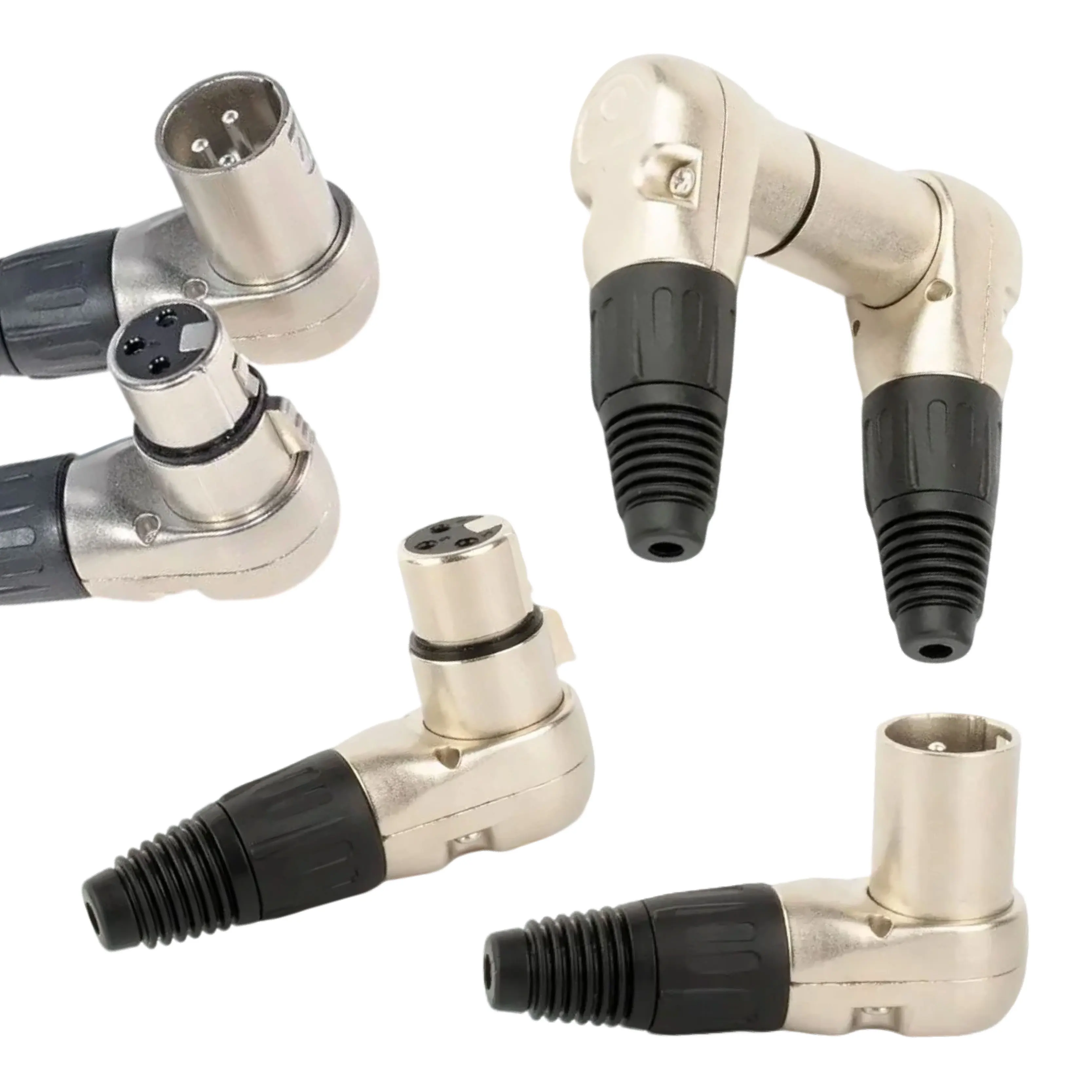 

Right Angle 3 Pin Male and Female Plug Audio Balance XLR Microphone Cable Connector