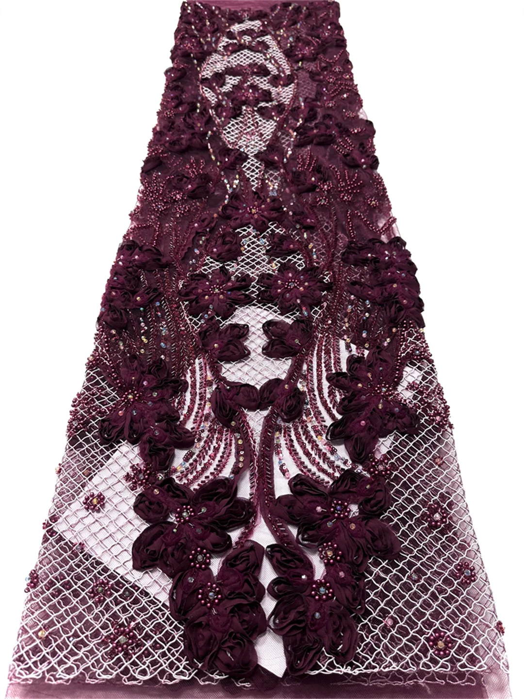 

Африканское 3D-кружево с аппликацией 2026: Вышивка бисером и пайетками, высококачественная французская тюлевая ткань для свадебных нарядов жениха и невесты в нигерийском стиле