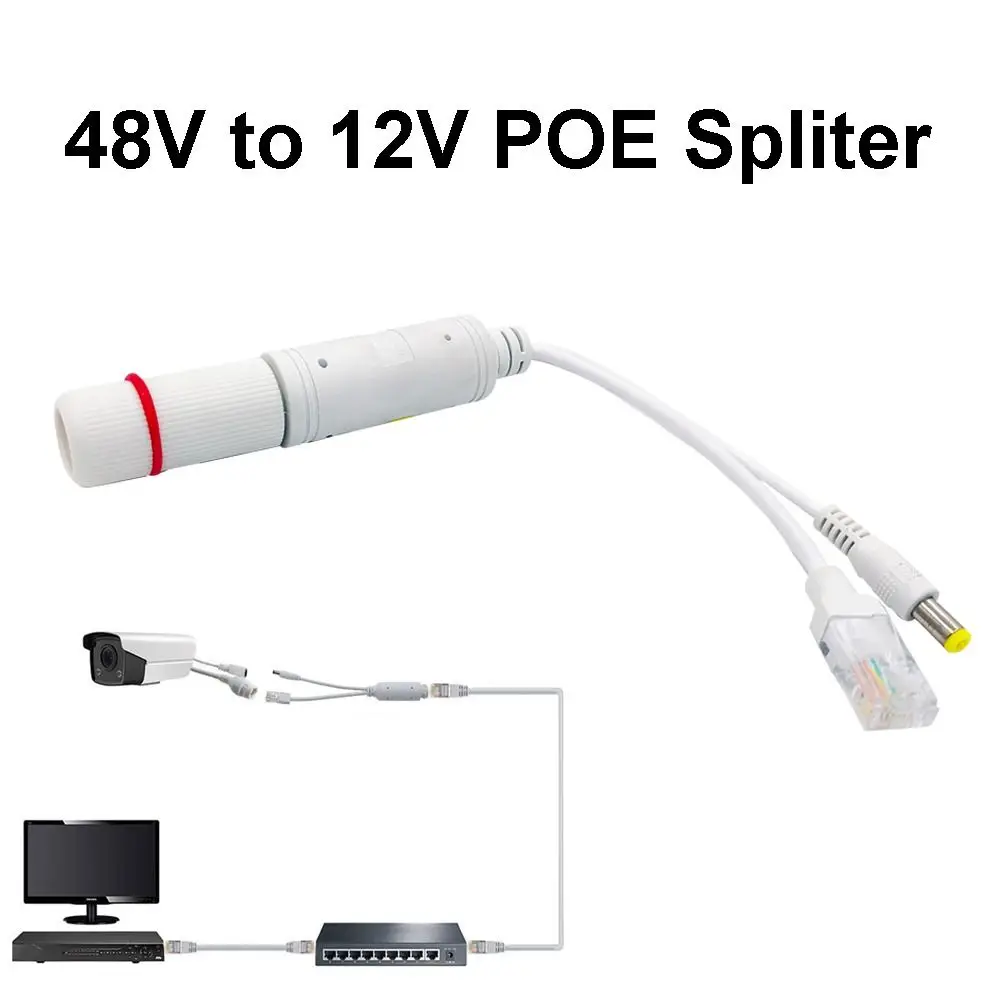 

New 48V to 12V POE Spliter IEEE802.3af/at 10/100Mbps POE Adapter Waterprrof POE Cable for Camera Extender