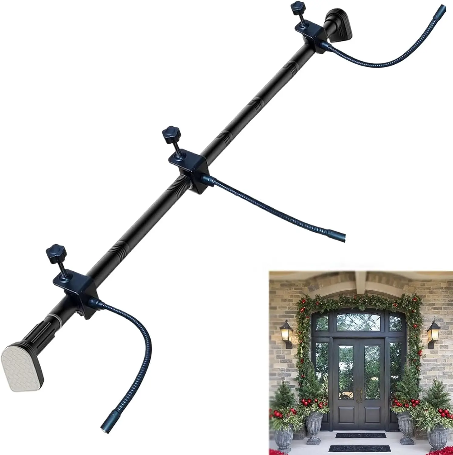 

Hanger for Front Door Heavy-Duty Christmas Halloween Decoration Holder for Wreaths, Lights & More | No Screws, Dril