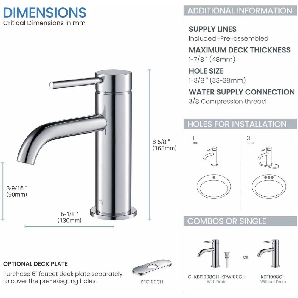 Circular Single Handle Bathroom Sink Faucet - Solid Brass, Durable, Corrosion-Resistant, Chrome Finish Design for Longevity