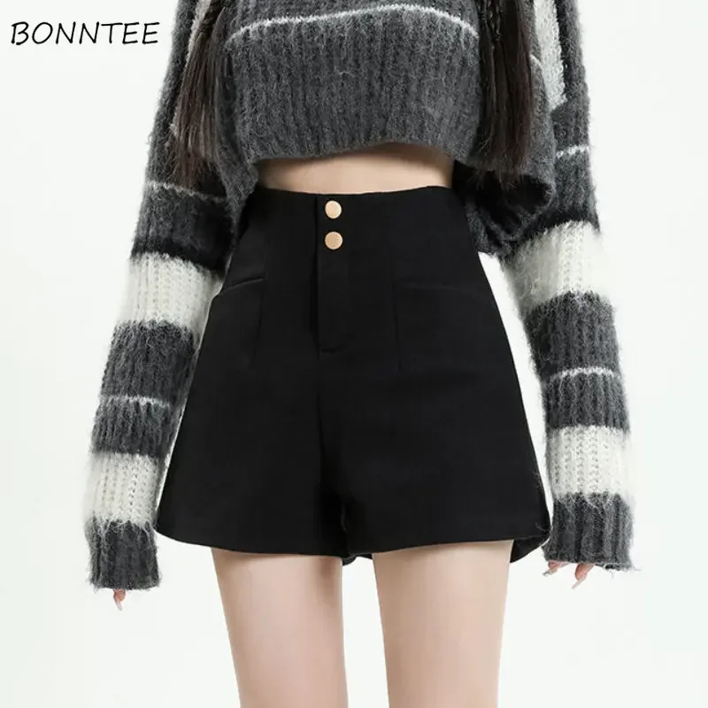 S-3XL 반바지 여성 우아한 캐주얼 하이 웨이스트 올 매치 여름 데일리 블랙 한국 패션 스타일 Hot Girls streetwear Design Cozy