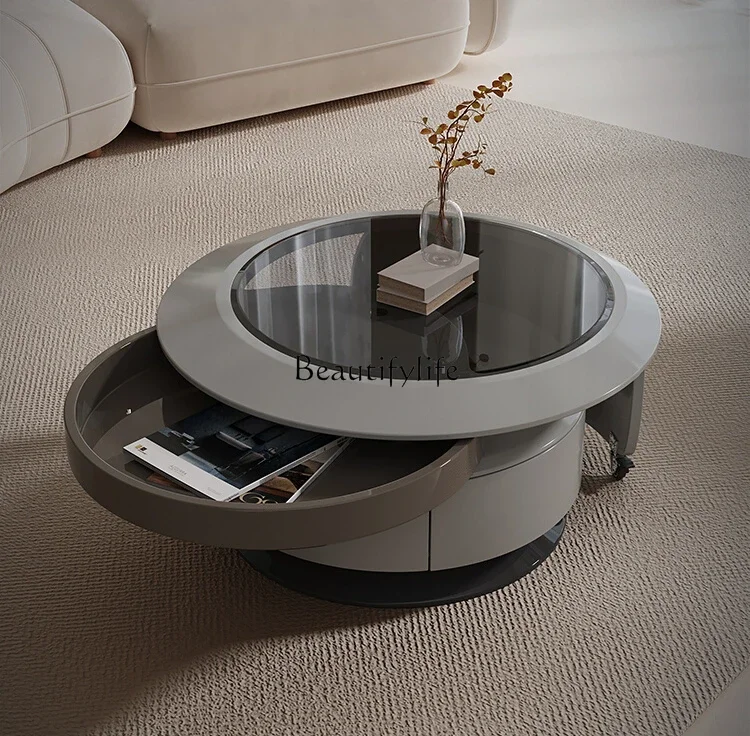 

FG28Italian Coffee Table Designer Model Living Room Home Small Apartment Rotatable Retractable round Coffee Table