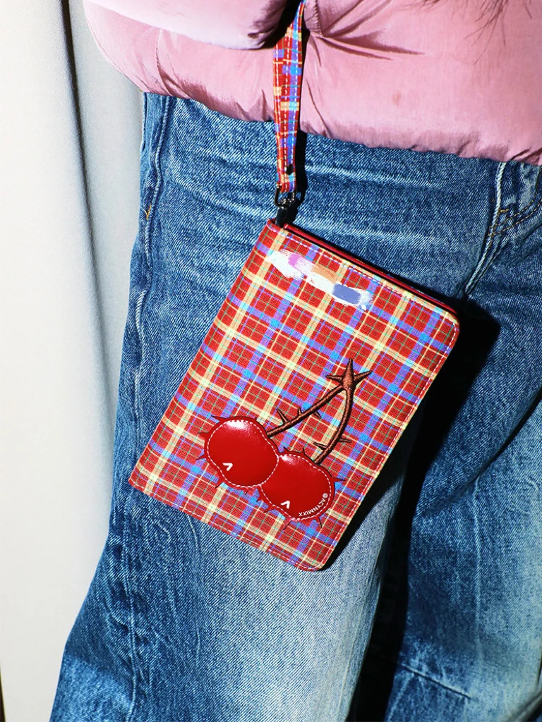 cherry-plaid-travel-passport-bag-women's-new-2026-card-document-storage-bag-anti-theft-magnetic-buckle-square-handbag
