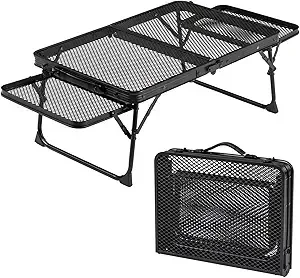 

Outdoor Grill Table Folding, Camping Table Three Feet, Portable Picnic Adjustable Height, Lightweight Aluminum For Outside