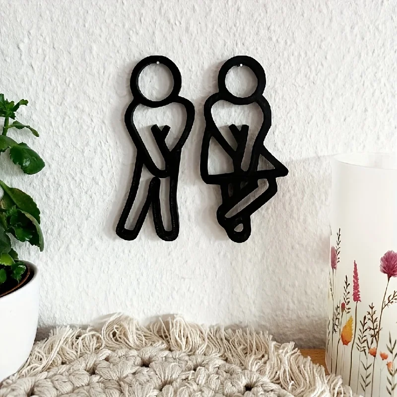 ديكور علامات باب المرحاض، علامات المرحاض الحديثة للرجال والنساء، علامات المرحاض كفاف الديكور قطع معلقة، مرحاض الضيوف، الحمام