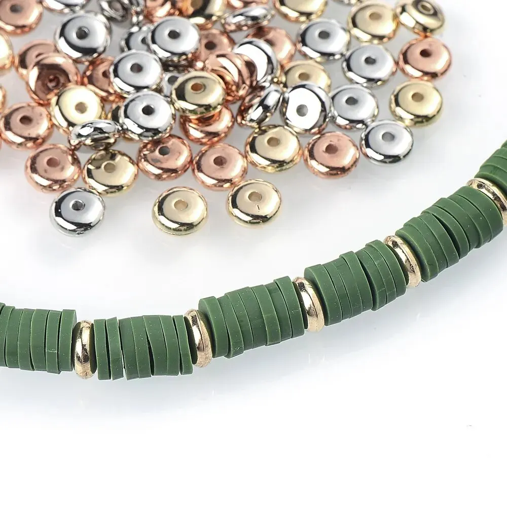 200pcs Mixed Color 6mm CCB Charm Spacer Wheel Bead Oval Flat Round Loose Beads Gold Silver For DIY Jewelry Making Accessories image 6