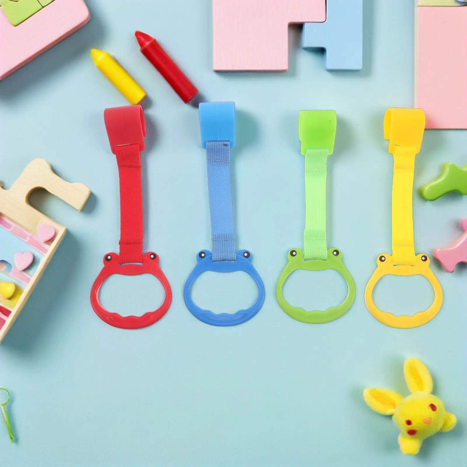 

4 шт. кольца для детского манежа из ПВХ и нейлона, ручки для подтягивания для малышей, для обучения ходьбе, устойчивая поддержка, тренировочный инструмент для развития моторики младенцев