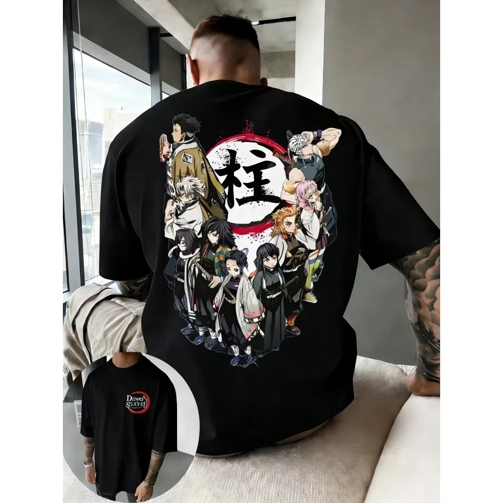 Demon Slayer Anime Printed Men and Women T-shirt Couple Street Fashion Oversized Casual Summer Parent Child Top Harajuku Y2K