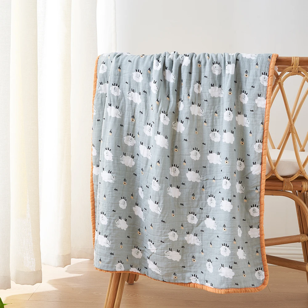 Happyflute ผ้าฝ้ายไม้ไผ่ Muslin ผ้าห่มขนแกะ Breathable Wrap สำหรับทารกแรกเกิดขนาด90*90ซม.