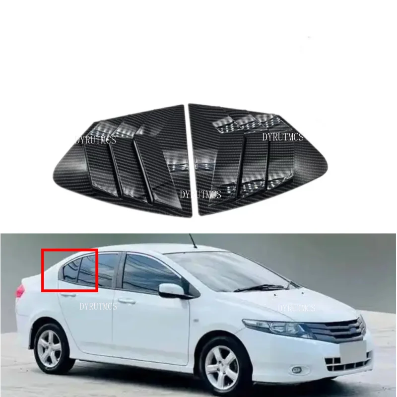 

For Honda City 2009 2010 2011 2012-2014 Car Rear Louver Window Side Shutter Cover Trim Sticker Vent Scoop ABS Carbon Fiber ABS