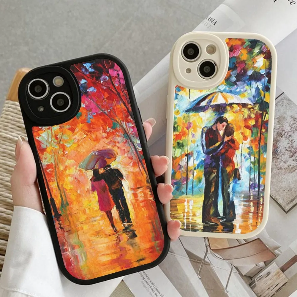 L-Leonid A-Afremov Oil Painting Phone Case Hard Leather For iPhone 16 15 14 13 12 Mini 11 14 Pro Max Xs X Xr 7 8 Plus Fundas