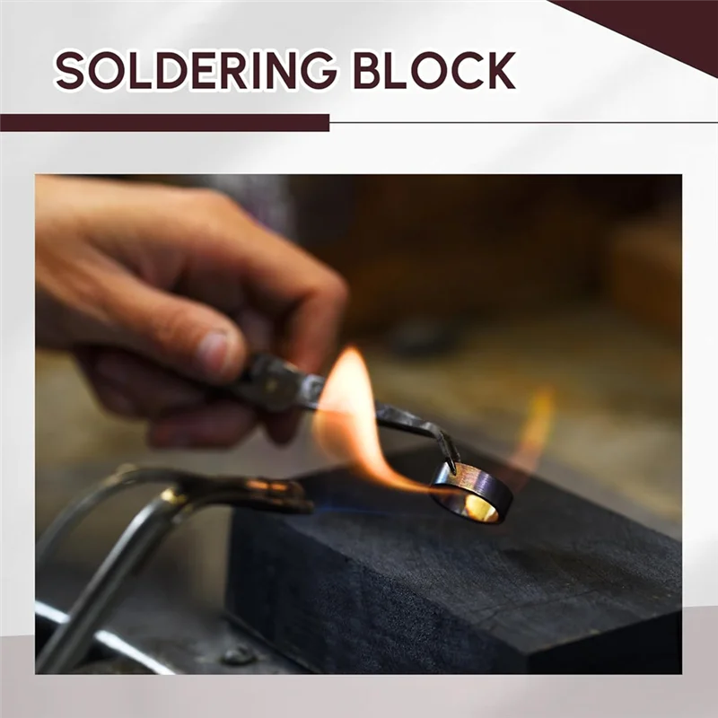

ABZL Jewelry Soldering Kit(5 Pieces) Includes 1 Charcoal Soldering Block, 1 Copper Tong, 3 Tweezers- Jewelry Melting Tools Suppl