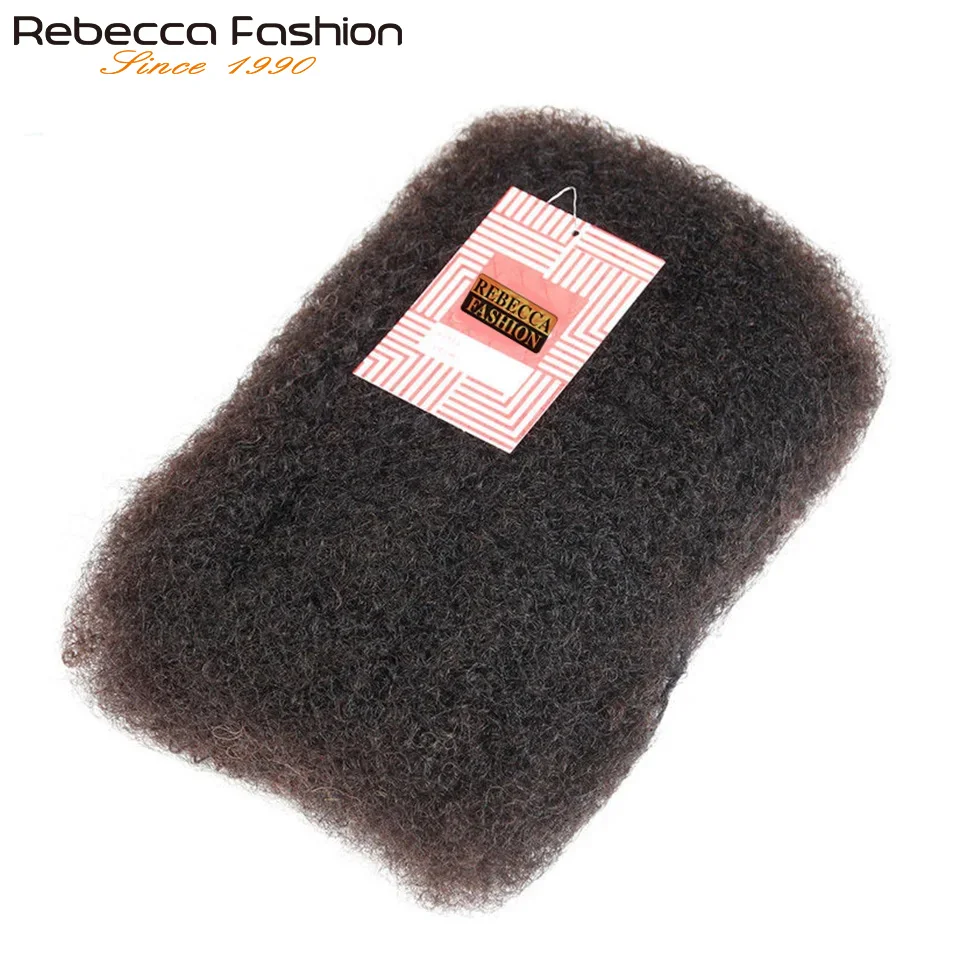 Rebecca Fashion Afro Kinky Bulk Doczepy z ludzkich włosów Naturalna czerń/brąz - Lekkie do zaplatania, stylizacji i noszenia na co dzień