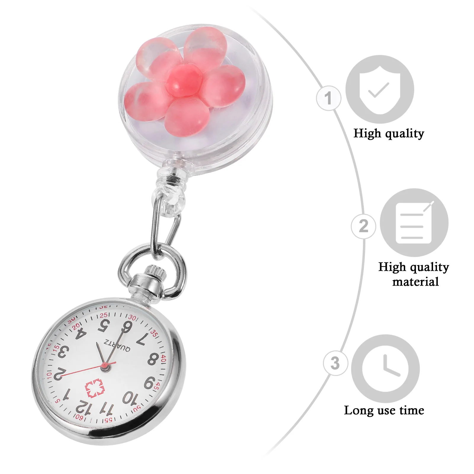 

Cute Chest Watches Quartz Clip on Nurse Watch Lightweight Pink Portable for Women Students Badge Cartoon Kids Watches