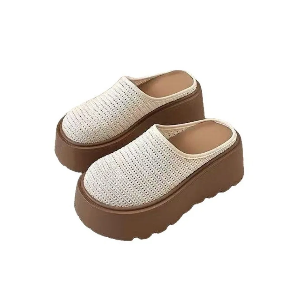 

Праздничные сандалии с круглым носком, водонепроницаемые туфли на плоской подошве, сетчатые приморские сандалии, простые нескользящие уличные тапочки на толстой подошве