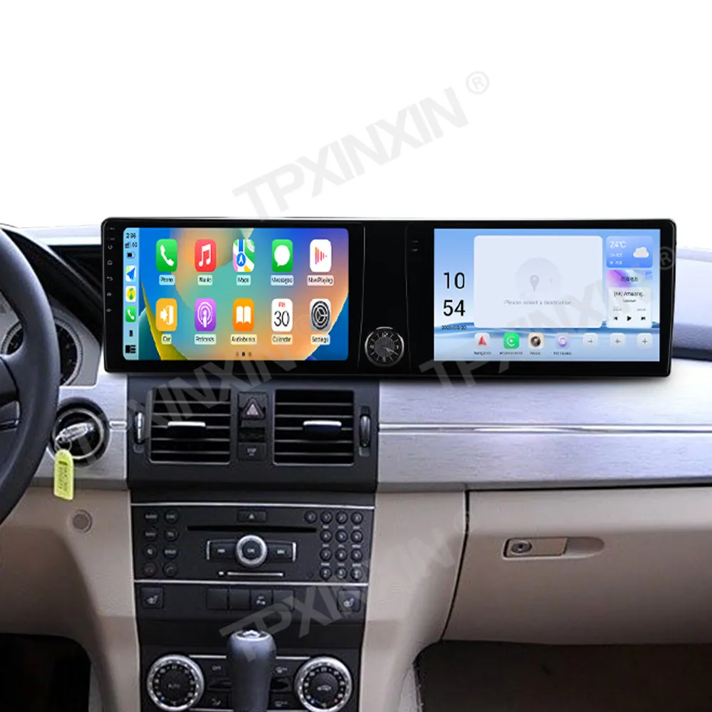 10.1 Inch Dual Screen Qualcomm Car Radio For Mercedes Benz GLK 2008-2012 CarPlay Android 13.0 Multimedia Player GPS Head Unit
