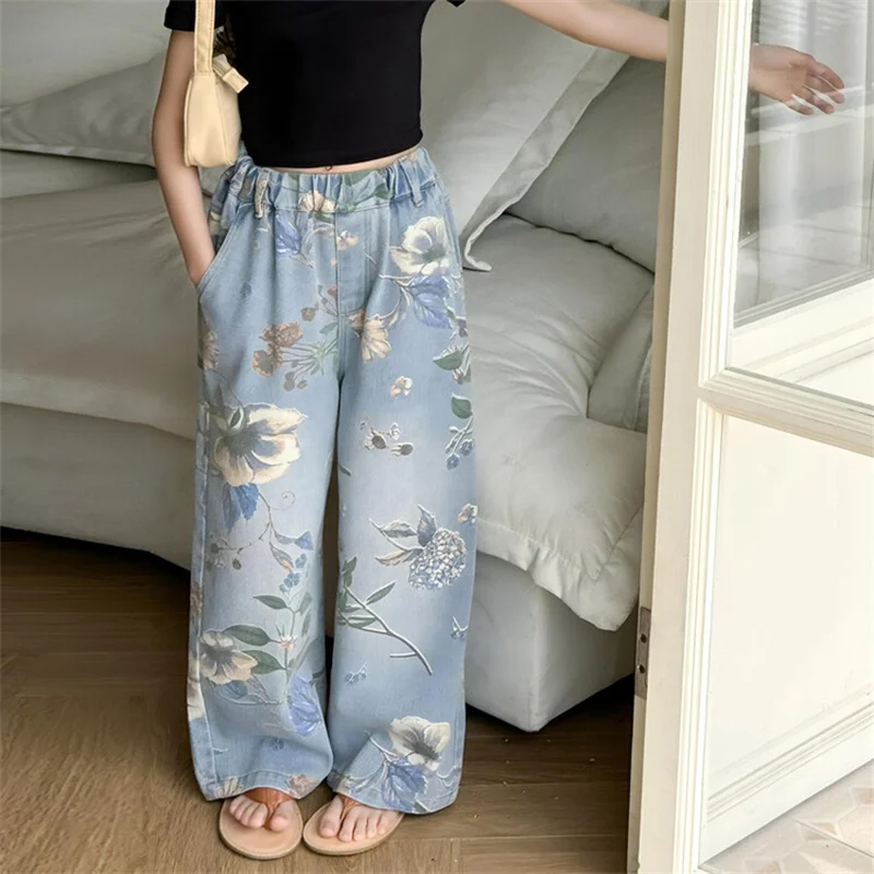 

New Chinese jeans for girls new children's printed fashion style fried street youth children's wear