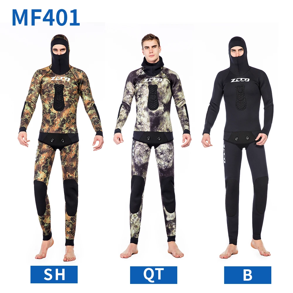 Men 3/5mm Spearfishing Premium Camouflage Neoprene Wetsuit  Diving Suit Hoodie Snorkeling Suits