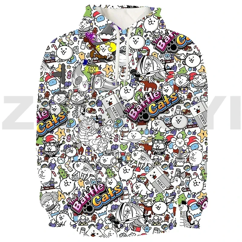 Hot The Battle Cats Streetwear Men Anime Hoodie Hip Hop Couple Clothes 3D Kawaii The Battle Cats Sweatshirts Cosplay Pullovers