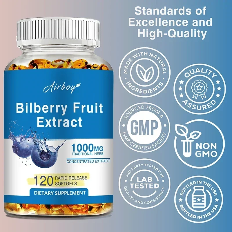 

Bilberry Fruit Extract - Relieves Eye Fatigue and Dry Eyes, Supports Eye Health, Promotes Absorption, Antioxidant, Gluten-freeSu