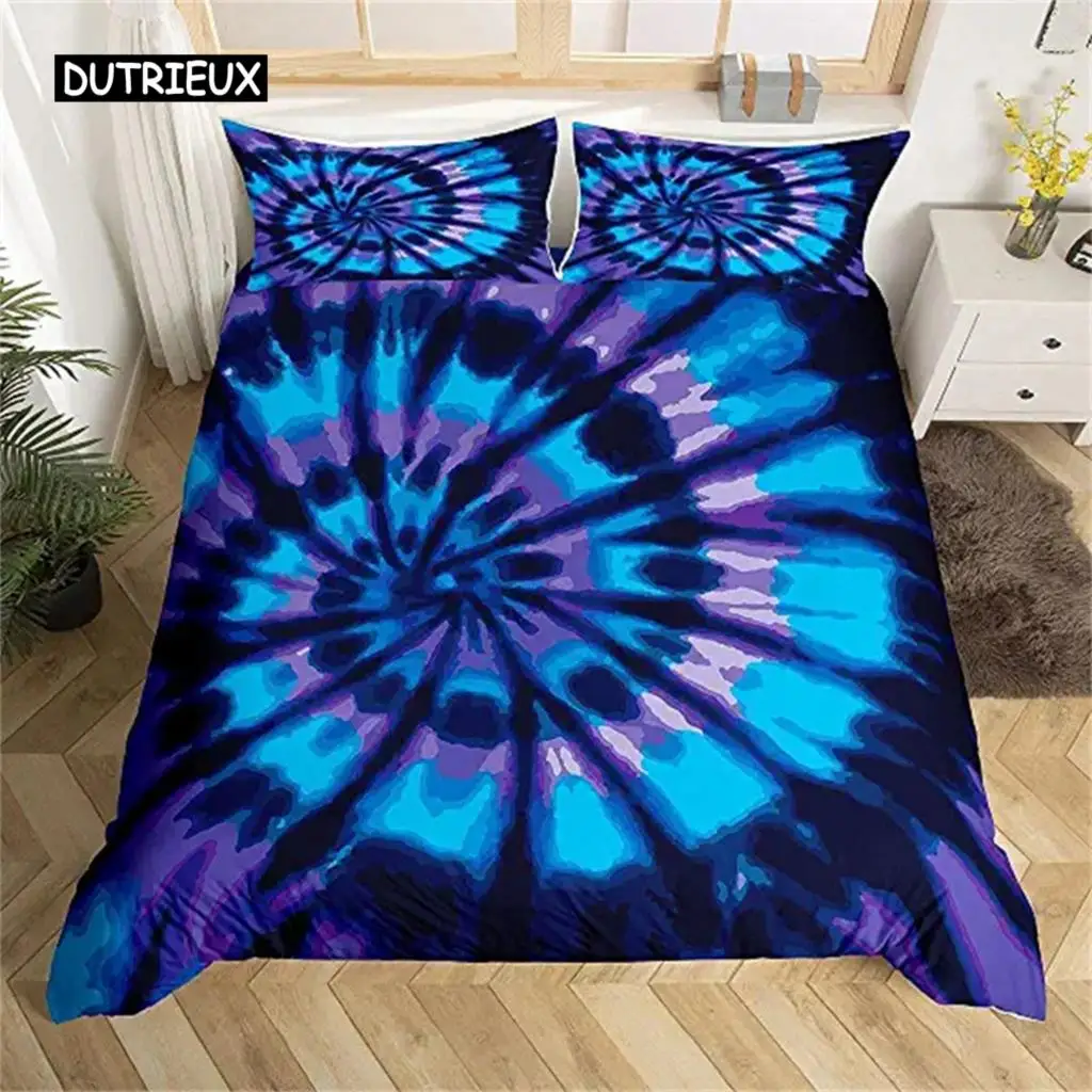 

Tie Dye Duvet Cover Hippie Spiral Bedding Set Ethnic Boho Duvet Cover Swirl Tie Dye Pattern Bed Bohemian Hippie Bedding Decor