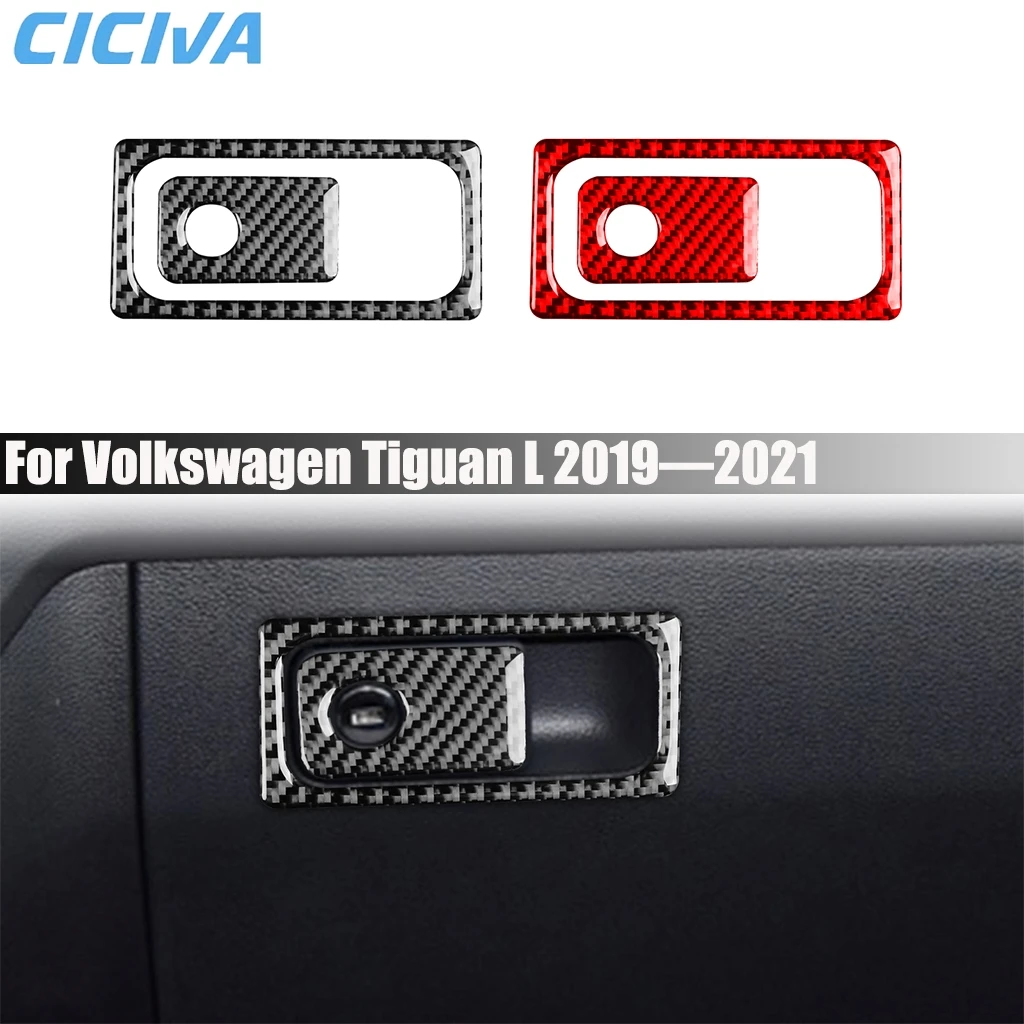 

Carbon Fiber Car Accessories Copilot Glove Storage Handle Modified Interior Trim Cover Sticker For Volkswagen Tiguan L 2019—2021