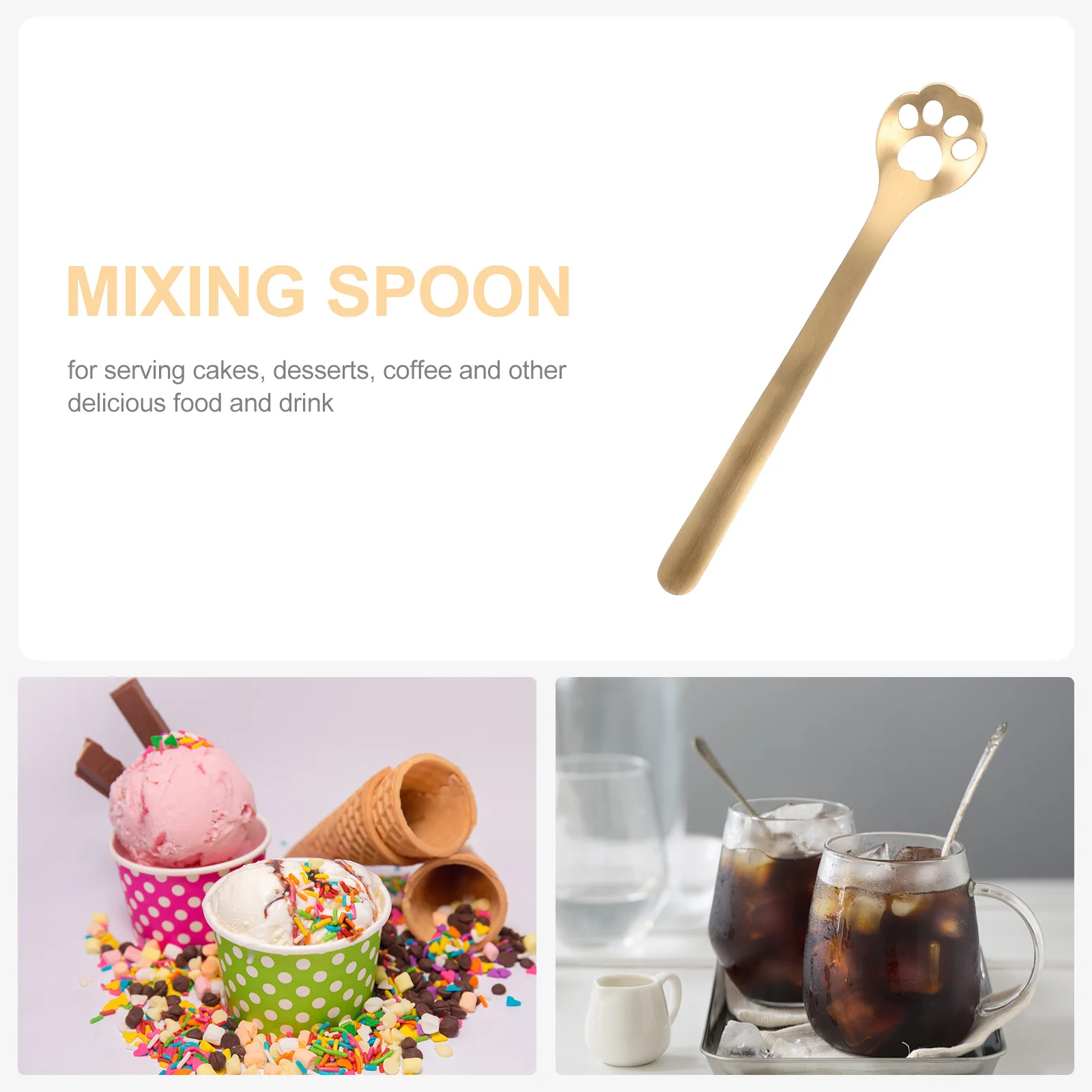 

5Pcs Stainless Steel Cat Paw Coffee Spoon Set Creative Stirring Strainer Spoons Tableware Scoop Portable for Home
