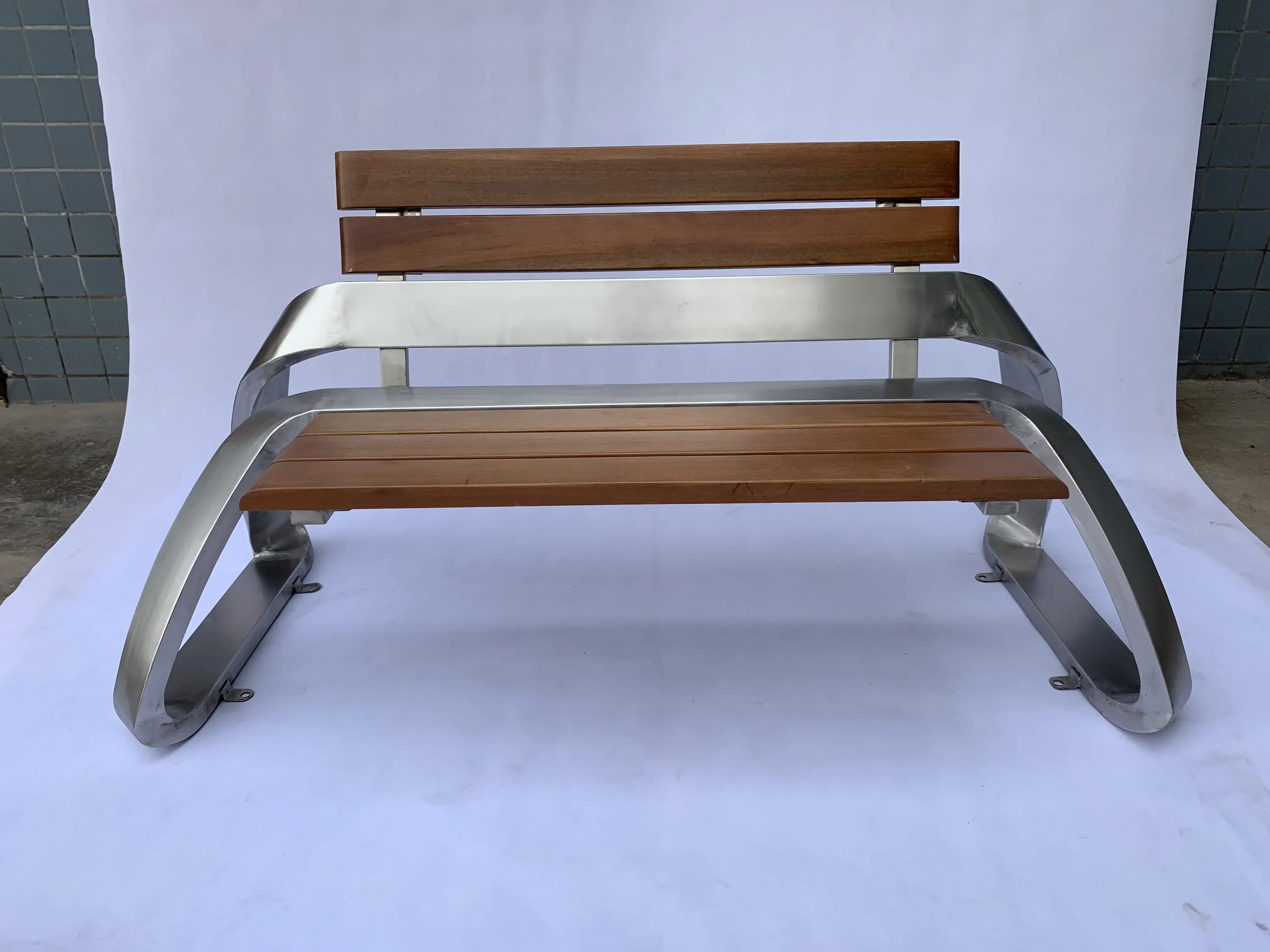 Modern Statue  Stainless Steel Sculpture Picnic Tables And Park Benches Outdoor Furniture Bench Set