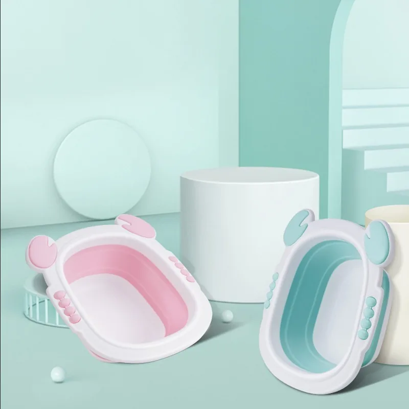 Bacia de banho portátil para bebês, lavatório dobrável para viagem para bebês, leve e fácil armazenamento