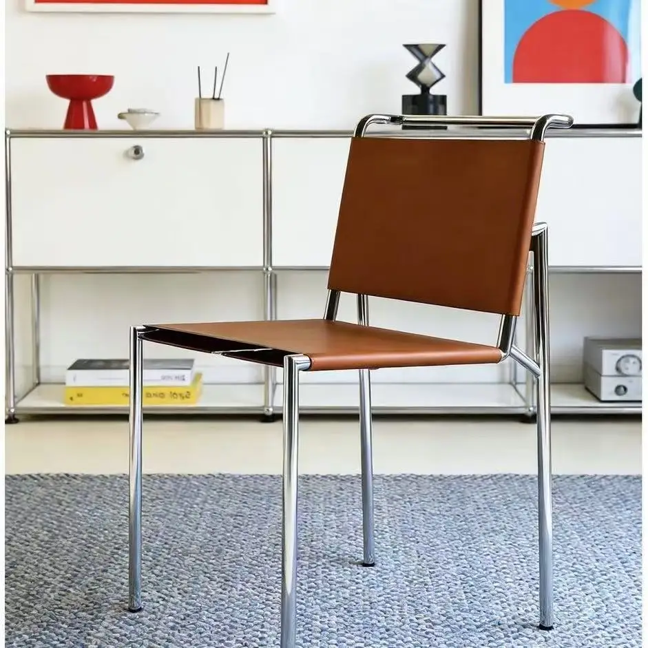 #Bauhaus Rockbrun Jiyou Modern Stainless Steel Dining Chair-Durable Eco-Friendly Home Furniture 1-Year Warranty For Small-Space