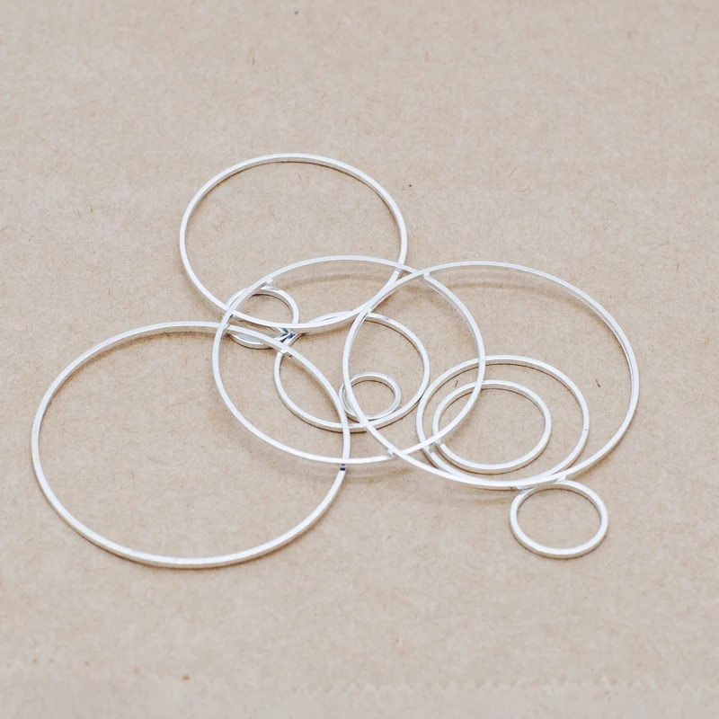 50pcs/Lot Light Silvery Color Copper 8-40mm Earring Wires Hoops Pendant Connectors For Diy Jewelry Finding Making Accessories