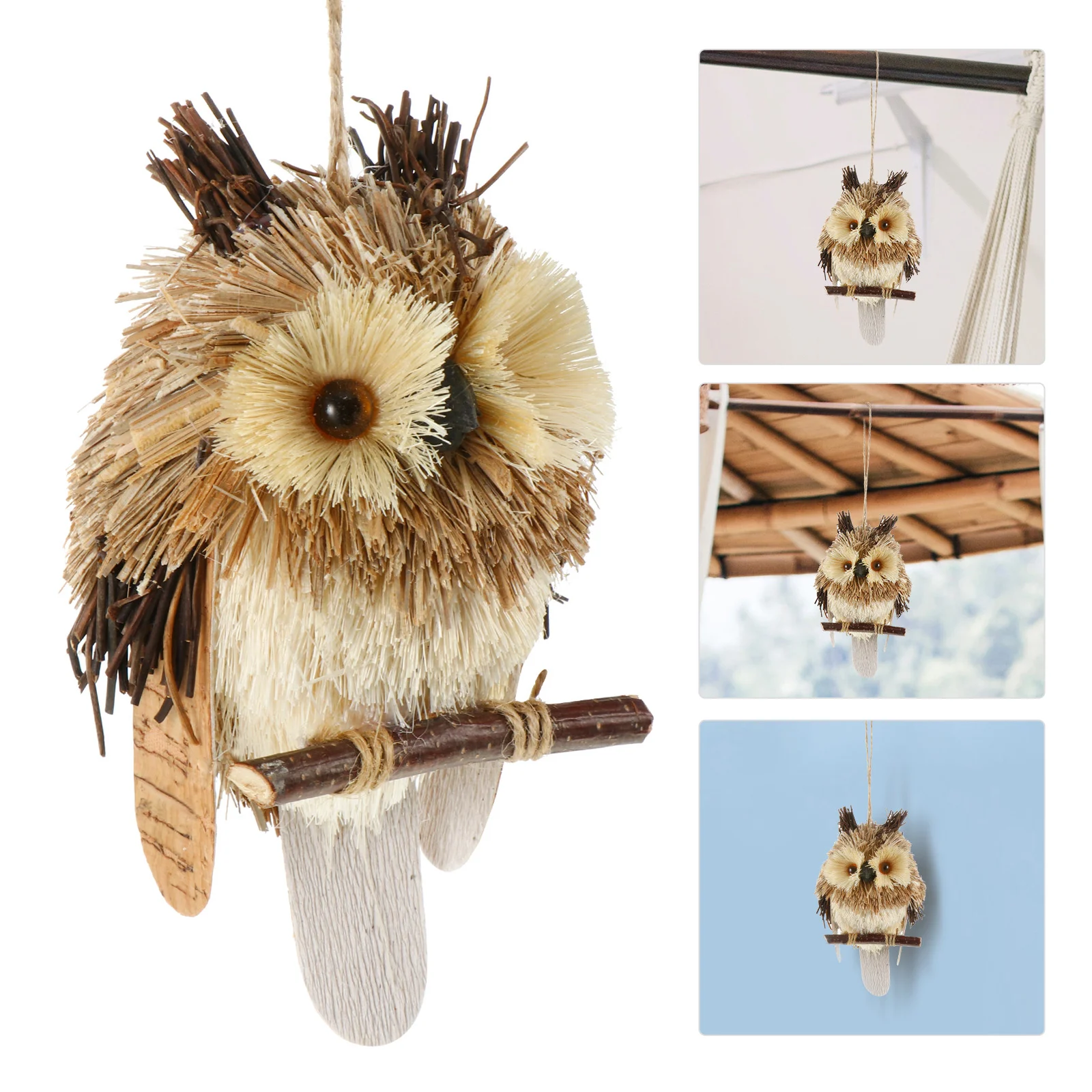 Owl Ornament Decor Hanging Festival Themed Pendent Party Accessories Wall Pendant Straw DIY Woven Artware Knitting