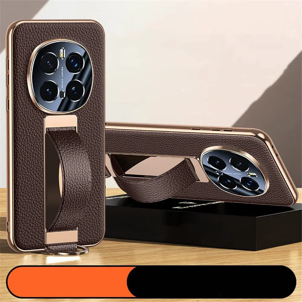 

Premium Natural Cowhide Leather Slim Case for Honor Magic 7 Pro Magic 7 Wristband Holder Back Cover