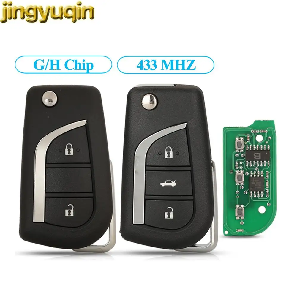 Jingyuqin 2/3 Buttons Remote Car Key Fob G/H Chip 433MHZ For Toyota Corolla AYGO Verso Avensis Peugeot 108 Citroen C1 VA2 Blade