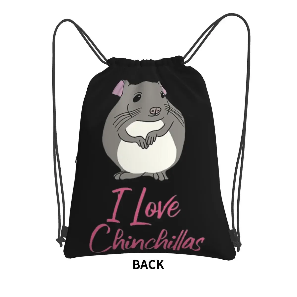 I Love Chinchillas Cute Chinchilla For Chinchilla Lovers Portable Backpacks Drawstring Bag Casual Book Bags For School Students