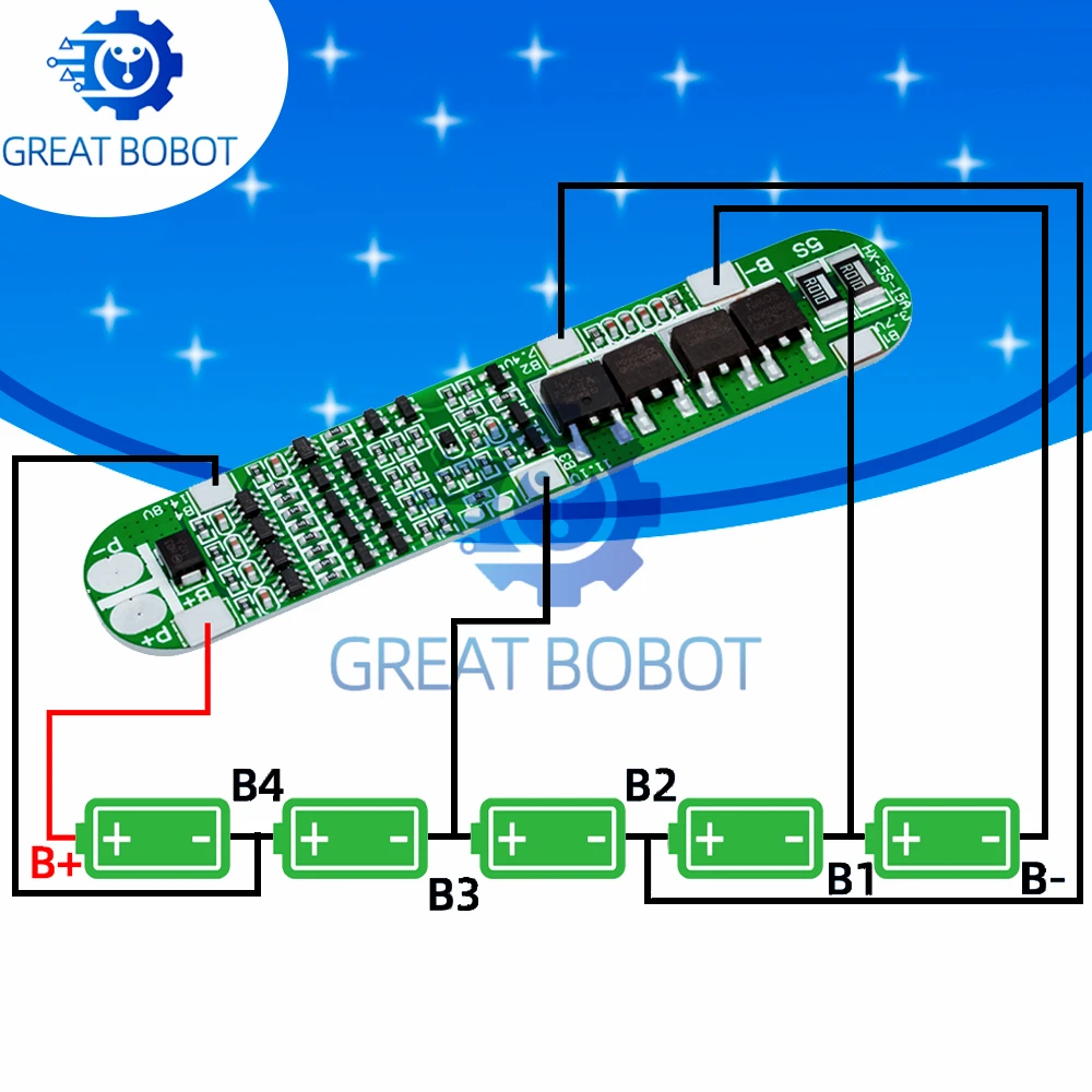 5S 18650 Li-ion BMS Protection Board: 15A Continuous & 25A Peak Discharge – Multi-Layer Safety for Solar Systems
