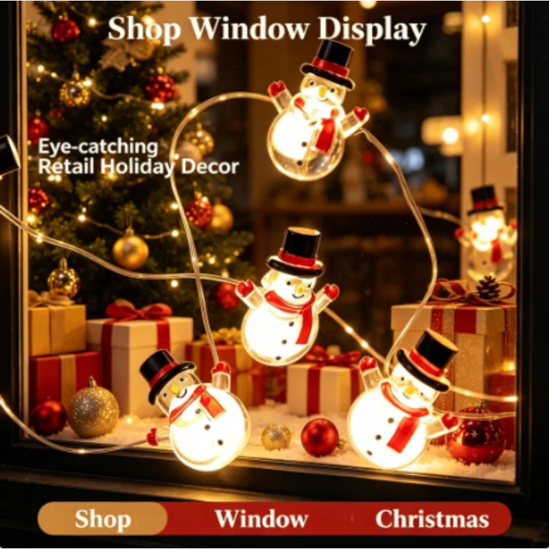 Party Lights Christmas 3M 30 LEDs Santa Claus Snowflake Fairy Battery Powered New Year Wedding Garden Yard Tree Window Decor