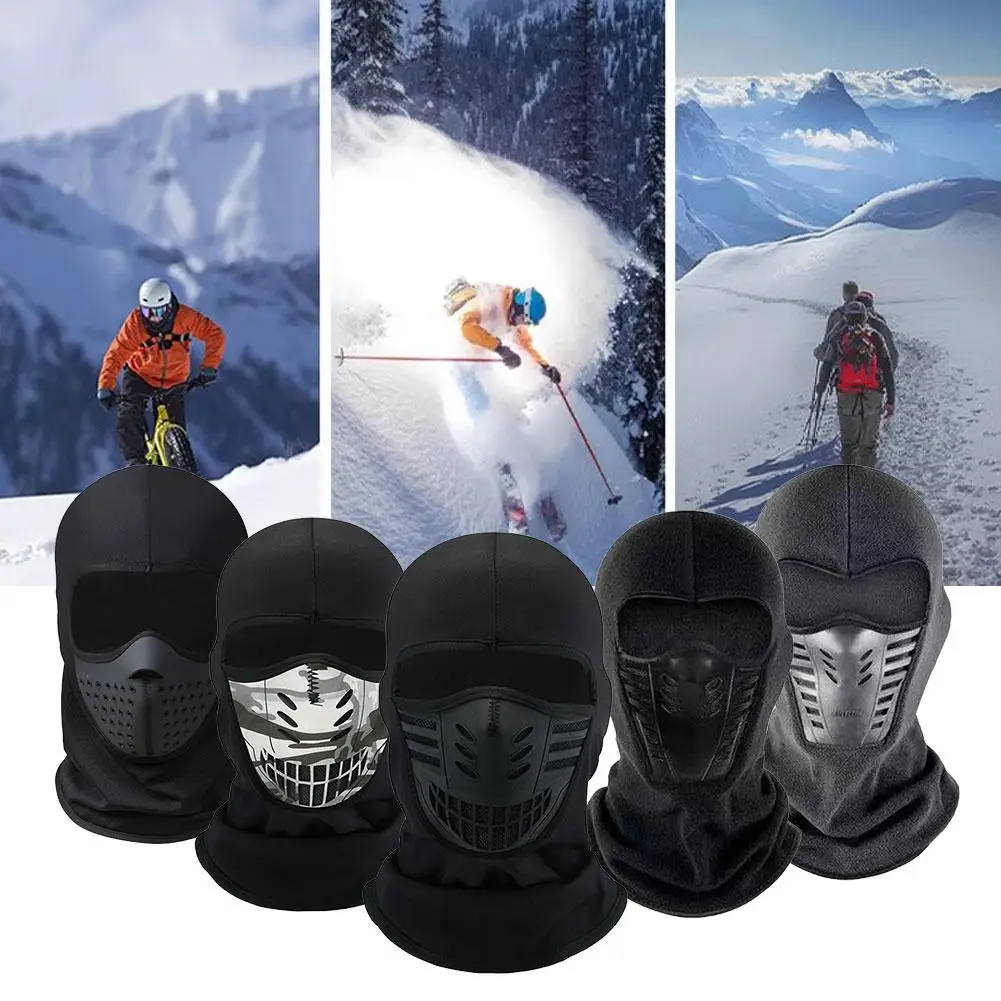 

Outdoor Ski Face Mask Thickened Fleece Cold Winter Black Balaclavas Mens for Motorcycle Cycling Breathable Full Face Mask