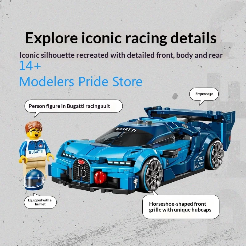 77253 Bugatti Vision GT Set de Bloques de Construcción, Regalo para Niños y Niñas, Juguete de Construcción para Celebraciones