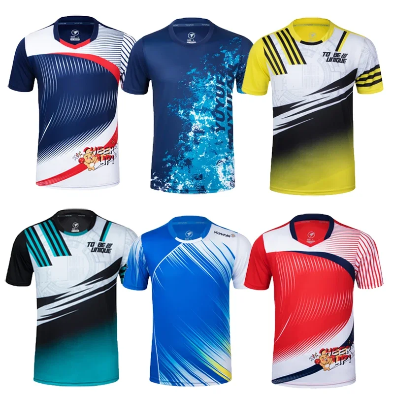 Mężczyźni kobiety Tenis Tshirt, szybkoschnący oddychający kobiety koszulka do gry w tenisa zestawy, szkolenia Tenis drużynowy T-shirt,Badminton