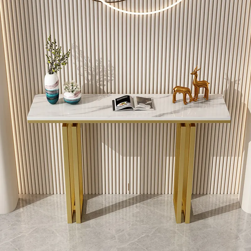 Picture 4: Multifunctional Hallway Table Light Luxury Entryway Console Table for Living Room Narrow Sofa Tables Modern Half Moon Shelf