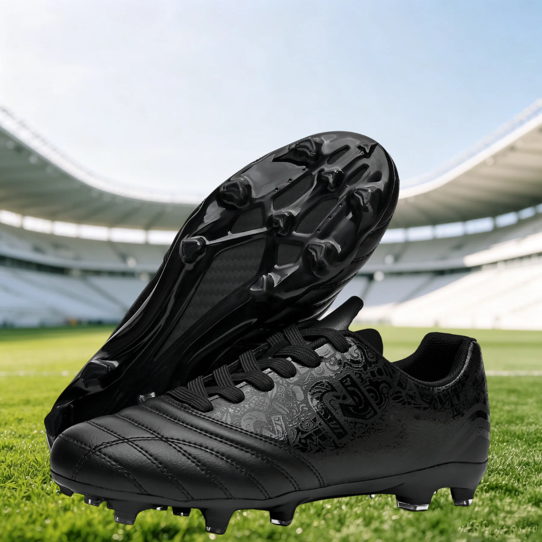 Adult FG AG Football Boots Lightweight PU Synthetic Upper Anti‑Slip Studded Cleats For Outdoor Natural & Artificial Grass Field