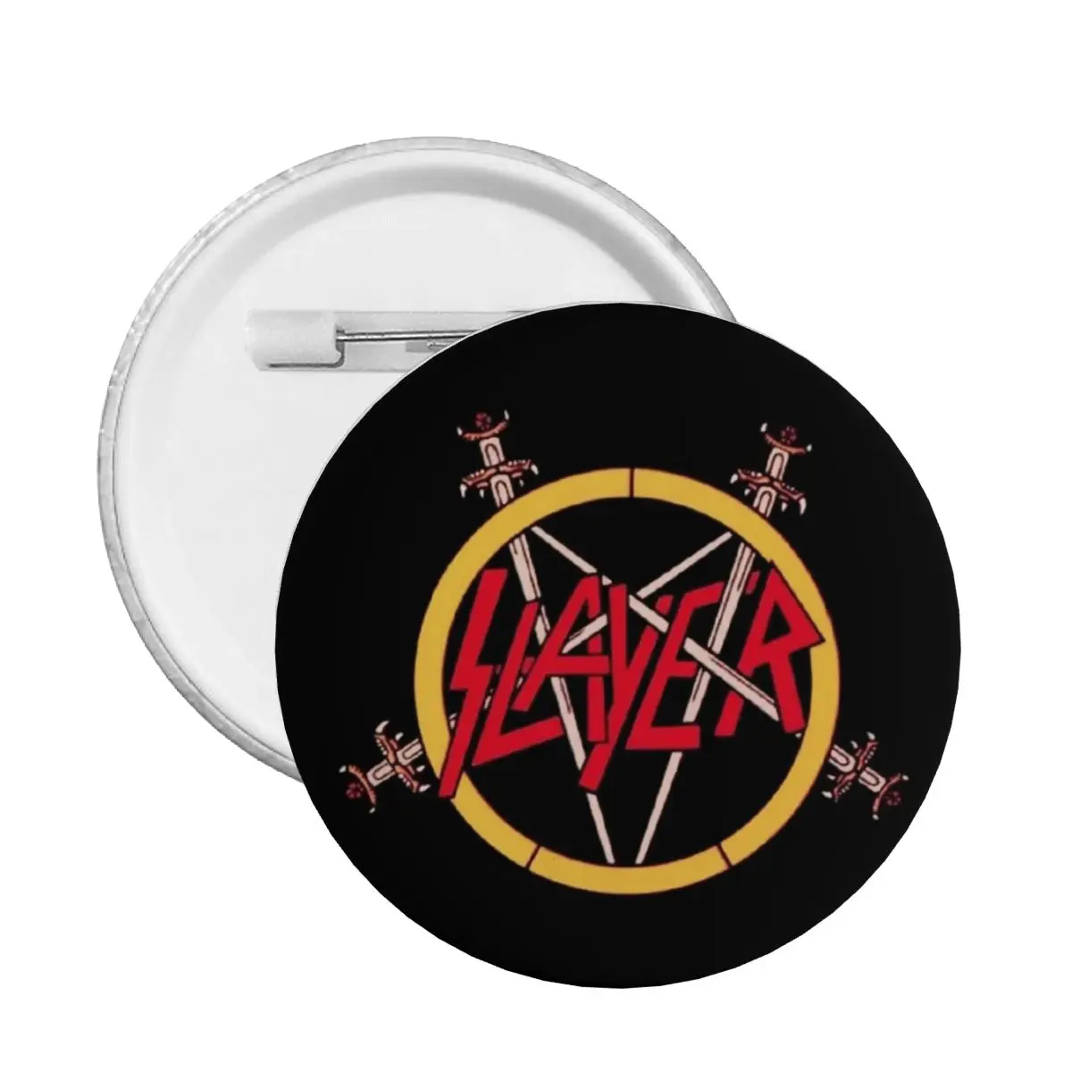 Slayers Heavy Metal Rock Band Round Button Pin for Clothes Customizable Pinback Badge Brooch